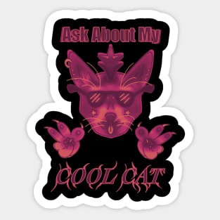 Orange Haze Ask About My Cool Cat Sticker